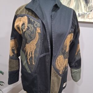 Safari Animal Print Black and Green Swing Jacket